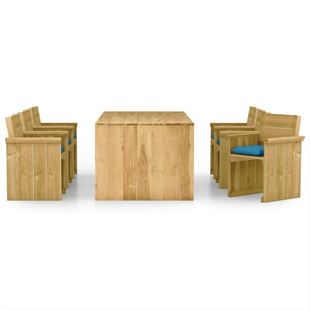 VIDAXL Ensemble a manger de jardin 7 pcs avec coussins pin impregne