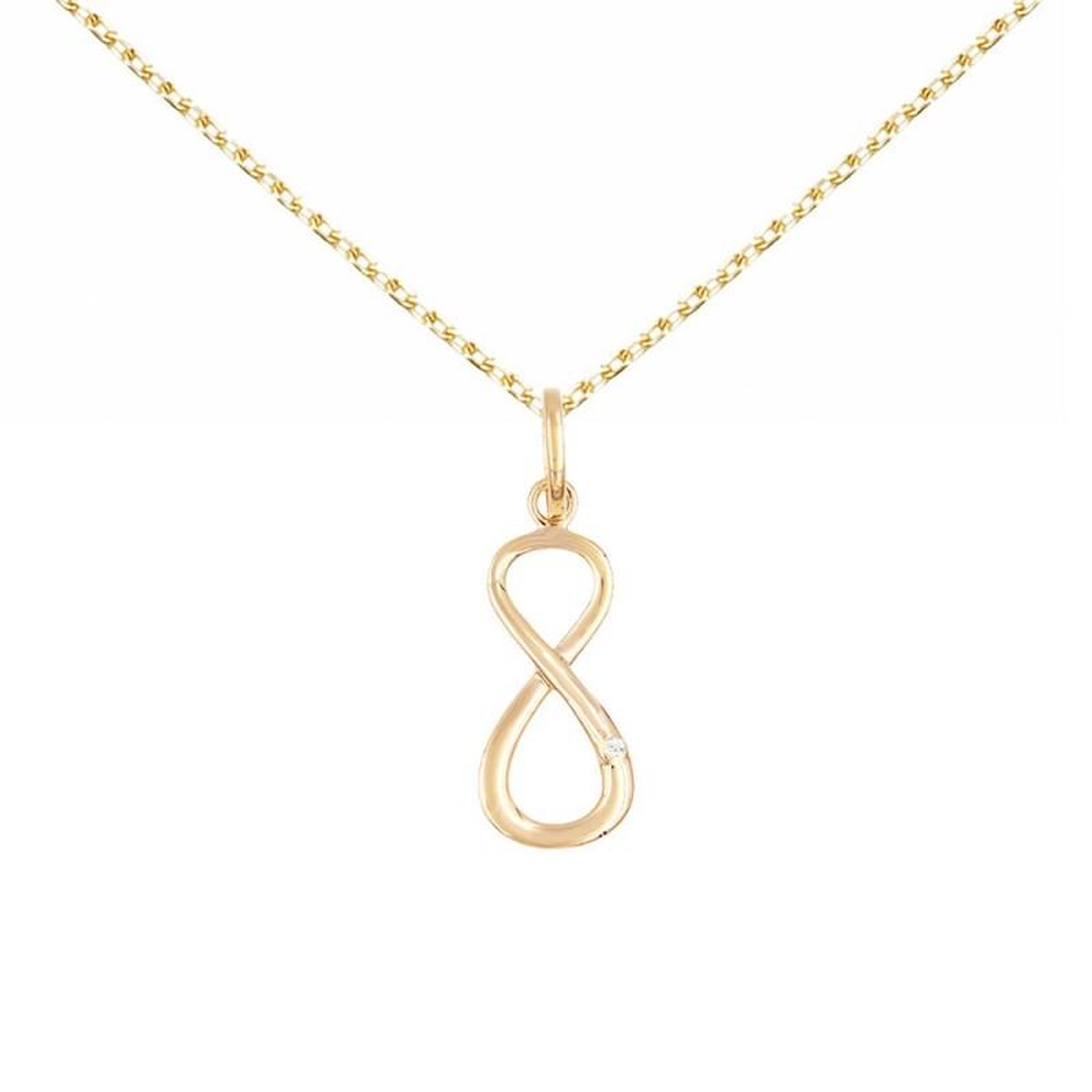Voir la diapositive 1 : L'ATELIER D'AZUR Collier - Pendentif Or Jaune et Diamant - Motif Infini / Infinity - Chaine Dorée
