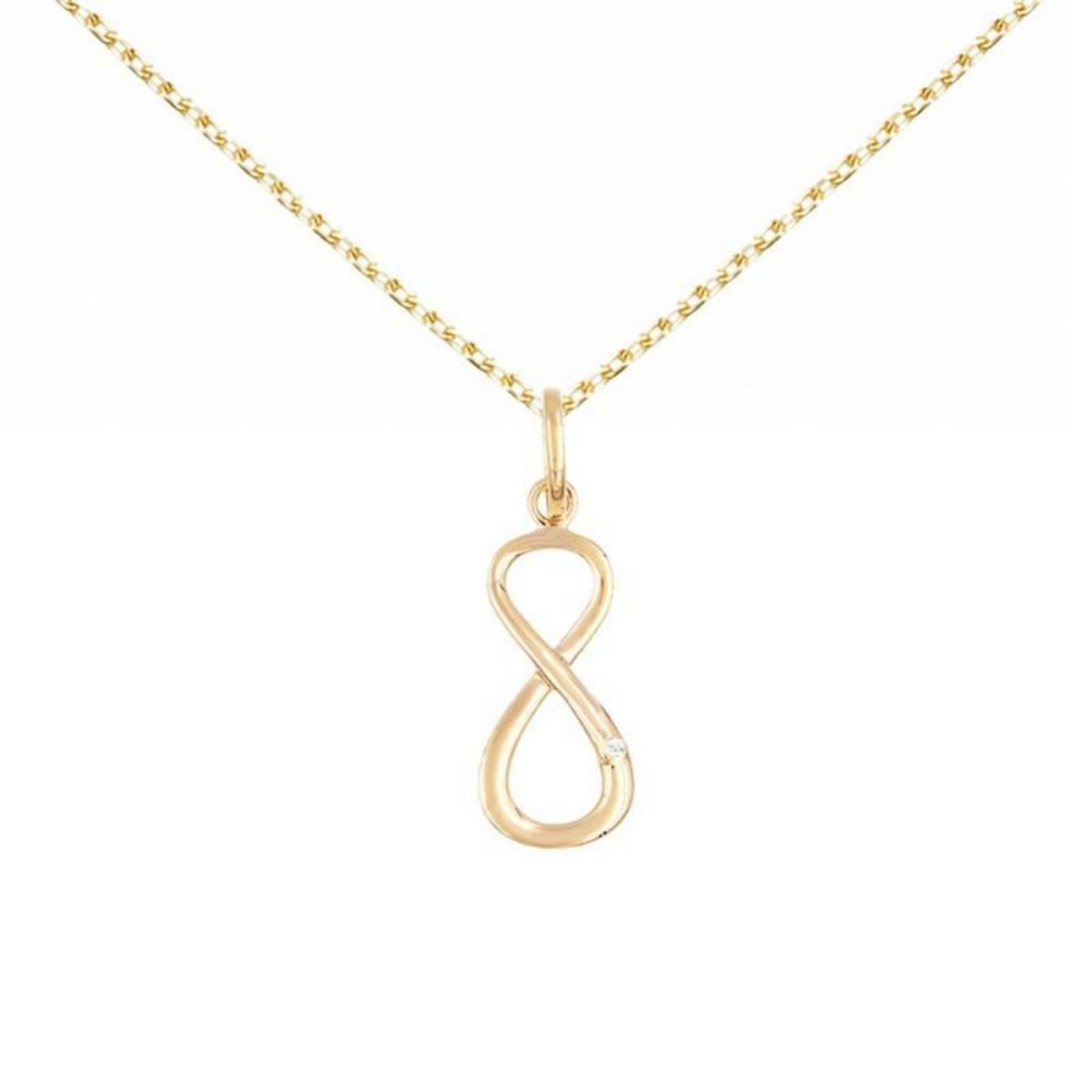 L'ATELIER D'AZUR Collier - Pendentif Or Jaune et Diamant - Motif Infini / Infinity - Chaine Dorée