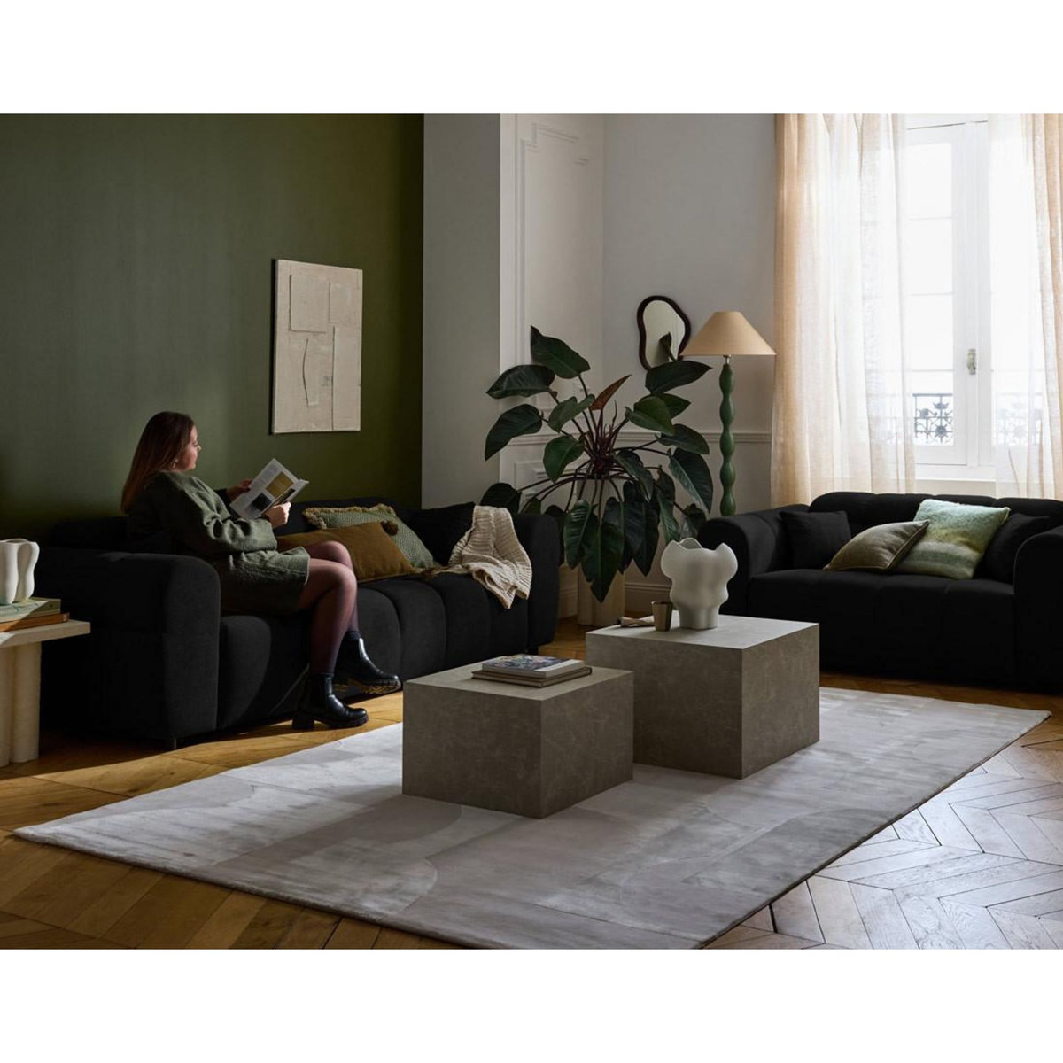 LISA DESIGN Ray - canapé droit 3 places en tissu texturé