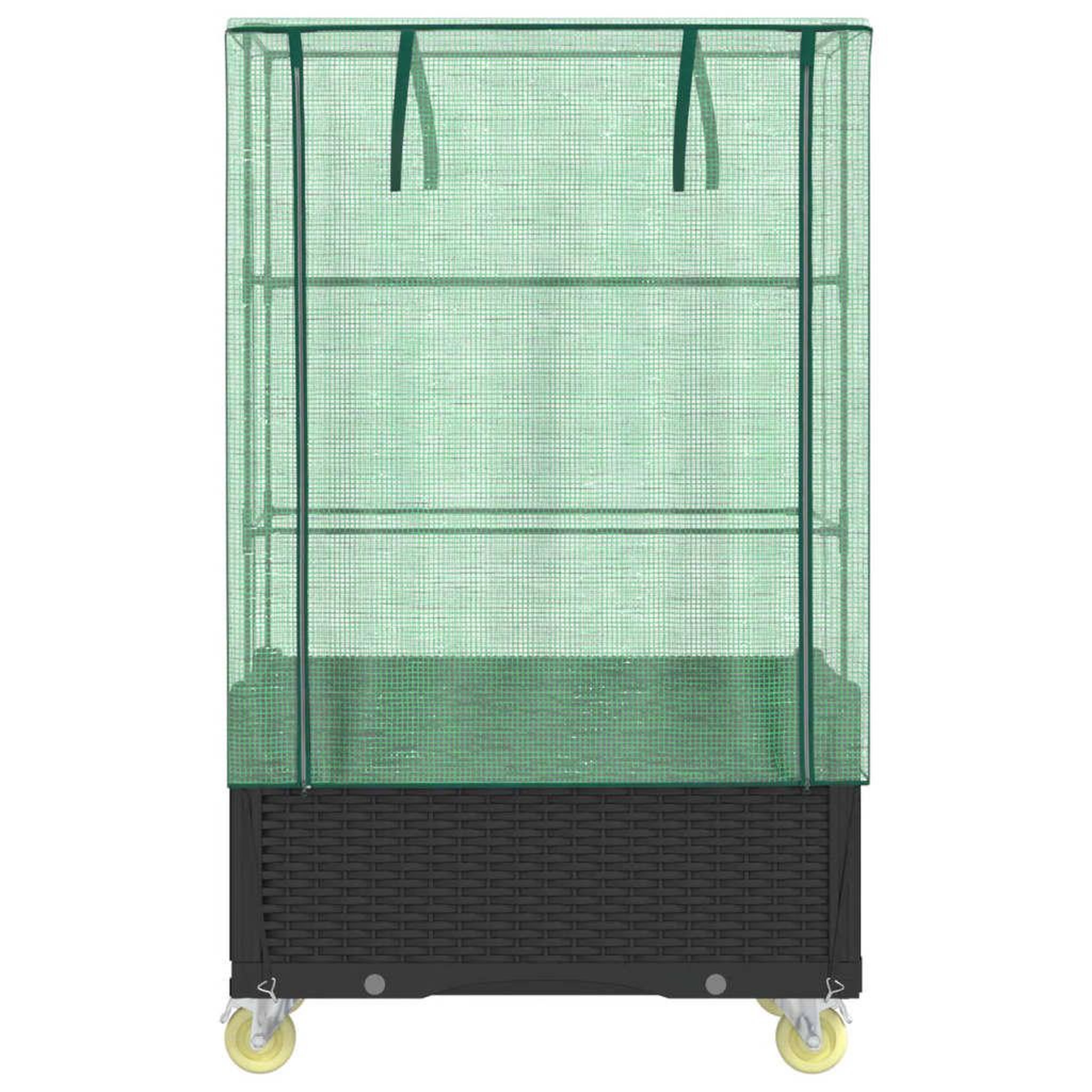 Voir la diapositive 4 : VIDAXL Jardiniere surelevee avec housse et roues aspect rotin