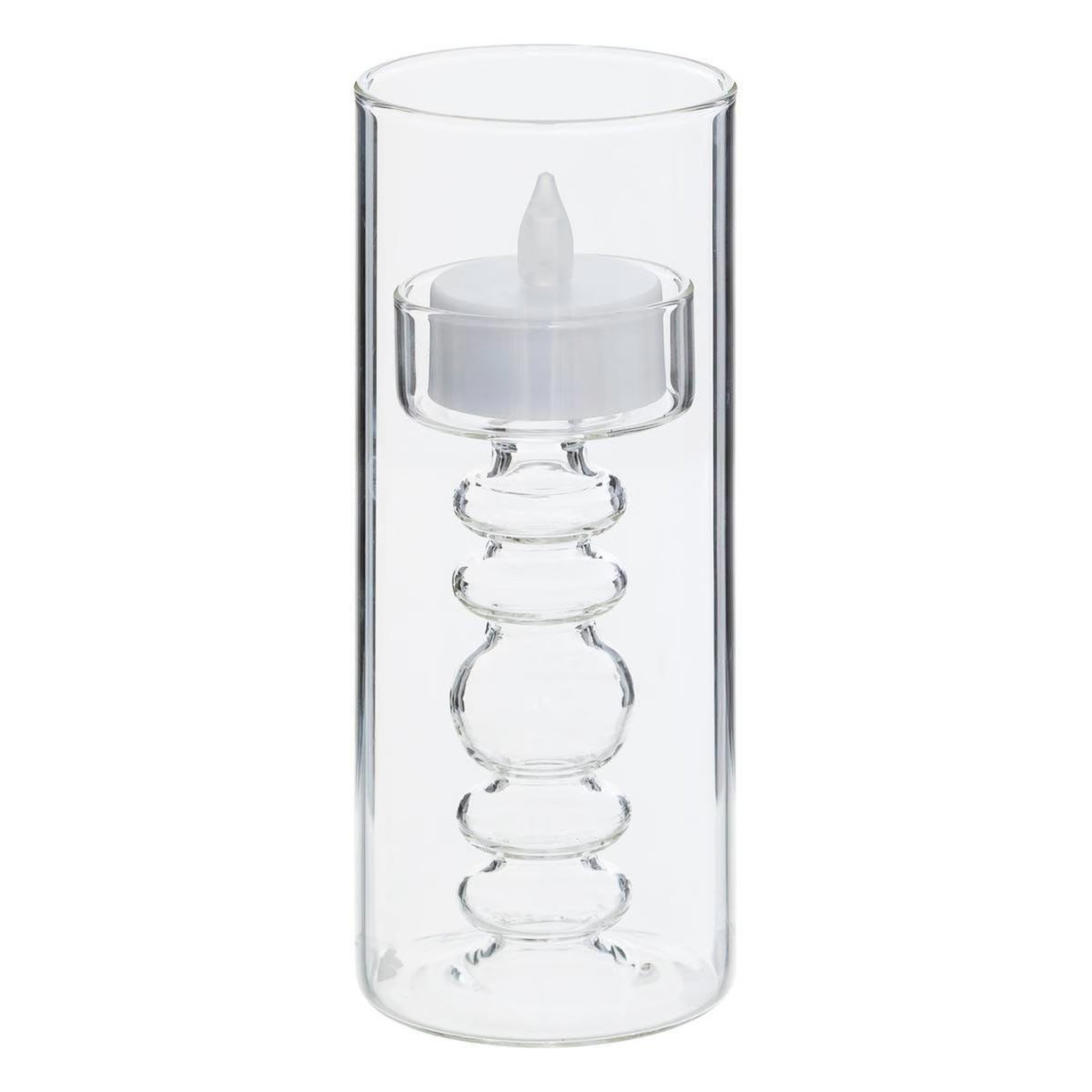 Voir la diapositive 3 : ATMOSPHERA Lot de 3 bougies led en verre  lena  19cm transparent