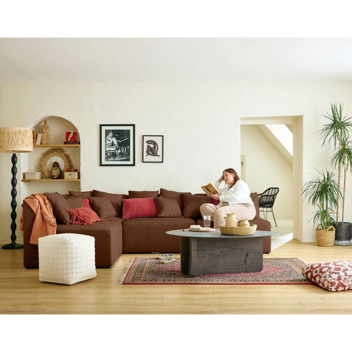 LISA DESIGN Amalfi - canapé modulable d'angle réversible - 4 places - en tissu