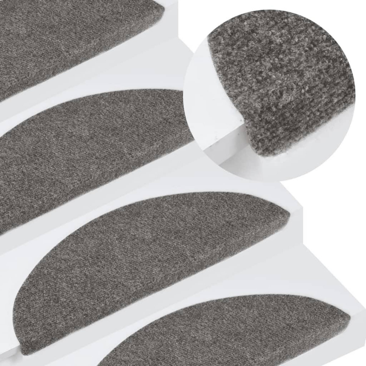 VIDAXL Tapis d'escalier autocollants 15 pcs 56x17x3 cm Gris