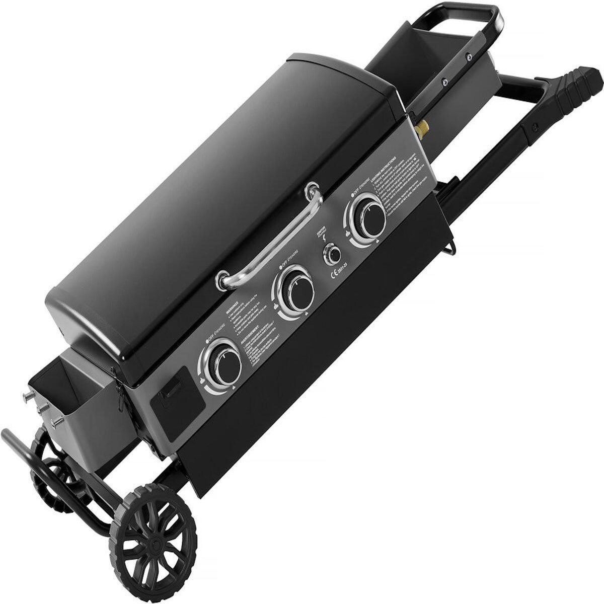 Habitat et Jardin Plancha à gaz avec chariot pliable et portable  Firo  - 7,5 kw - Noir