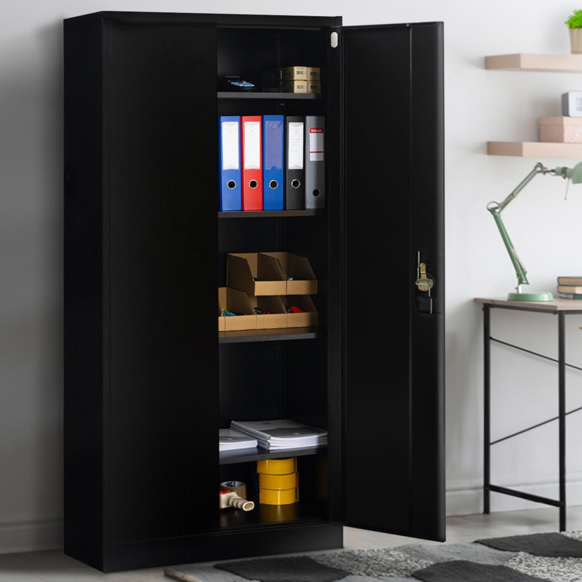 ID MARKET Armoire métallique 80 cm 5 niveaux noire