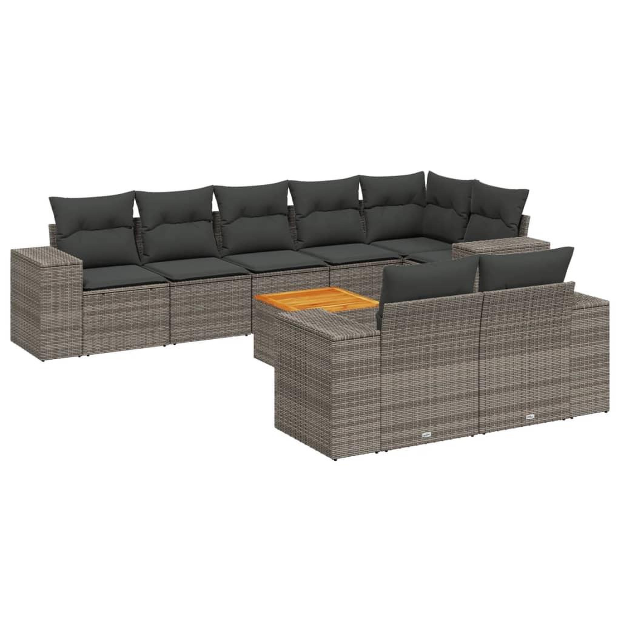 Voir la diapositive 2 : VIDAXL Salon de jardin 9 pcs avec coussins gris resine tressee