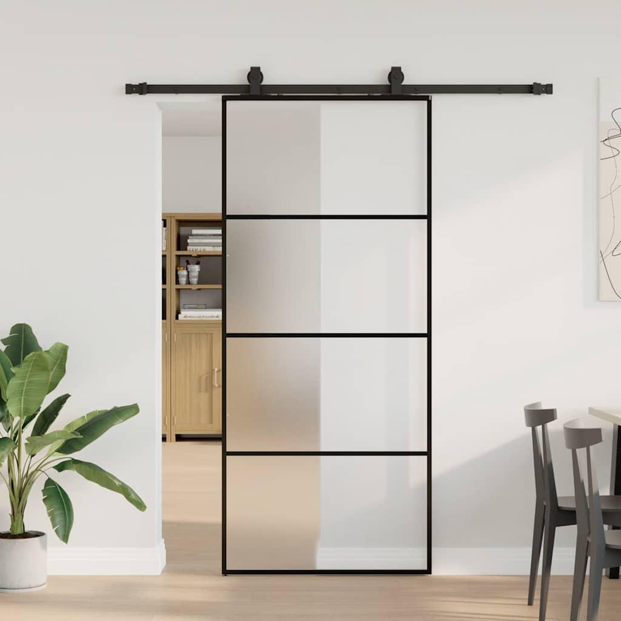 Voir la diapositive 4 : VIDAXL Porte coulissante kit de quincaillerie noir 90x205 cm verre ESG