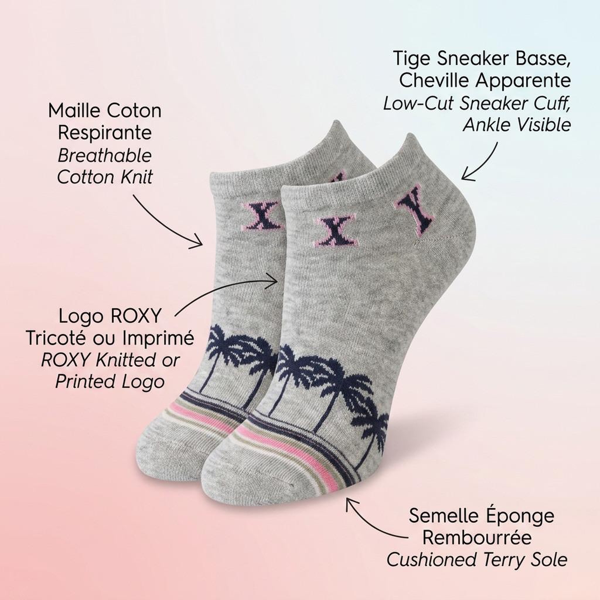 Voir la diapositive 5 : ROXY Roxy chaussettes fille sneaker pack 6 (lot) - coton respirant