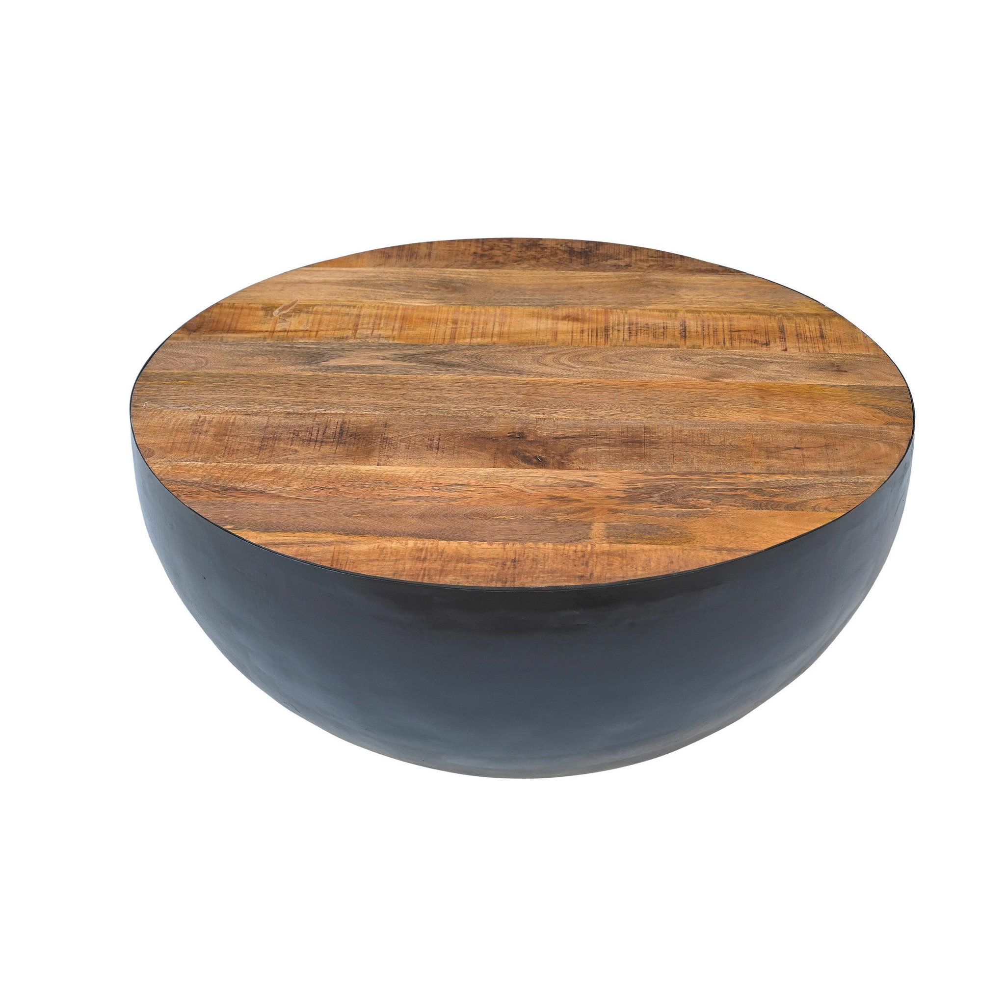 MAISON PAVANE Table basse ronde en bois massif et métal d90 cm-tajy