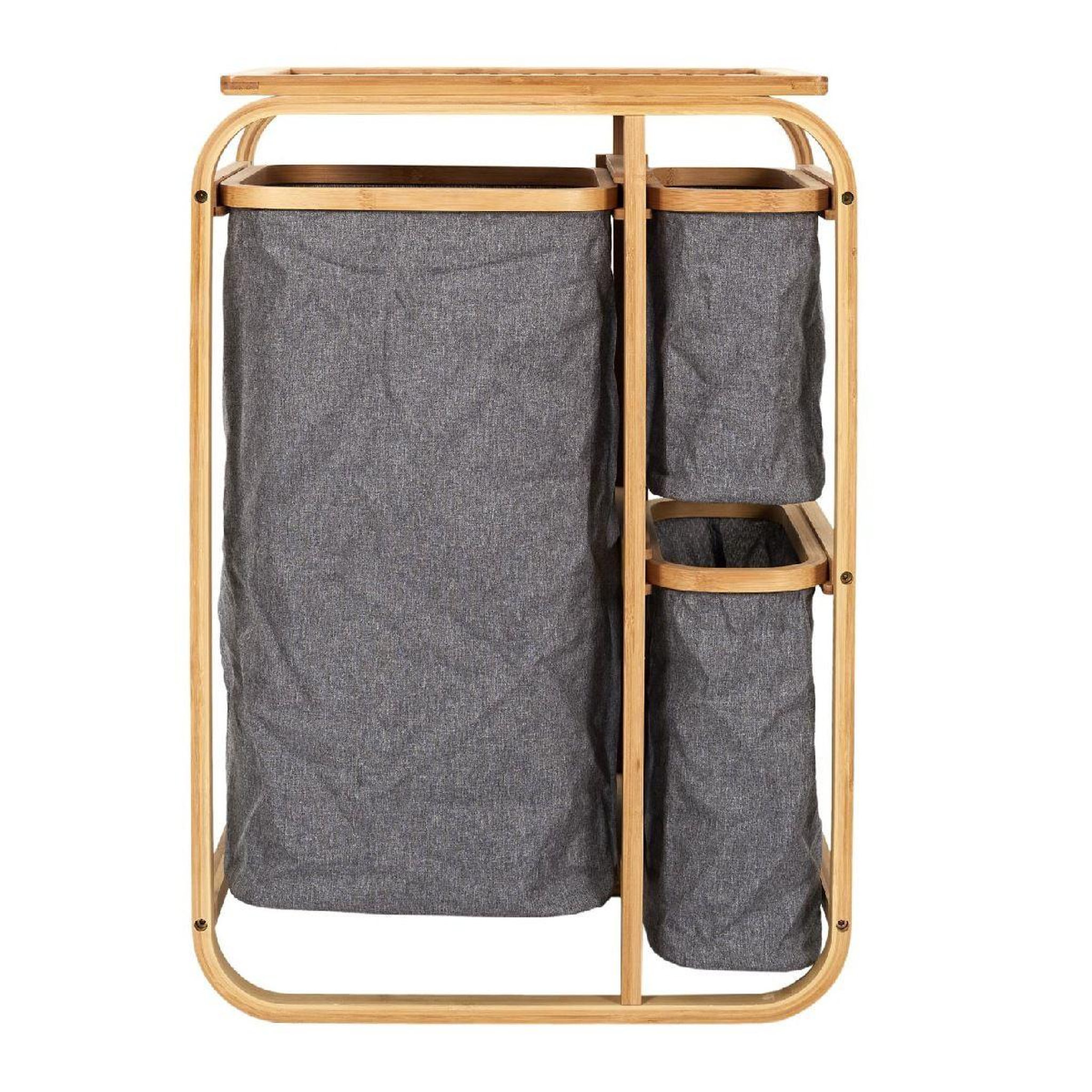 Voir la diapositive 3 : The Home Deco Factory Meuble à linge 3 paniers  bambou  69cm naturel
