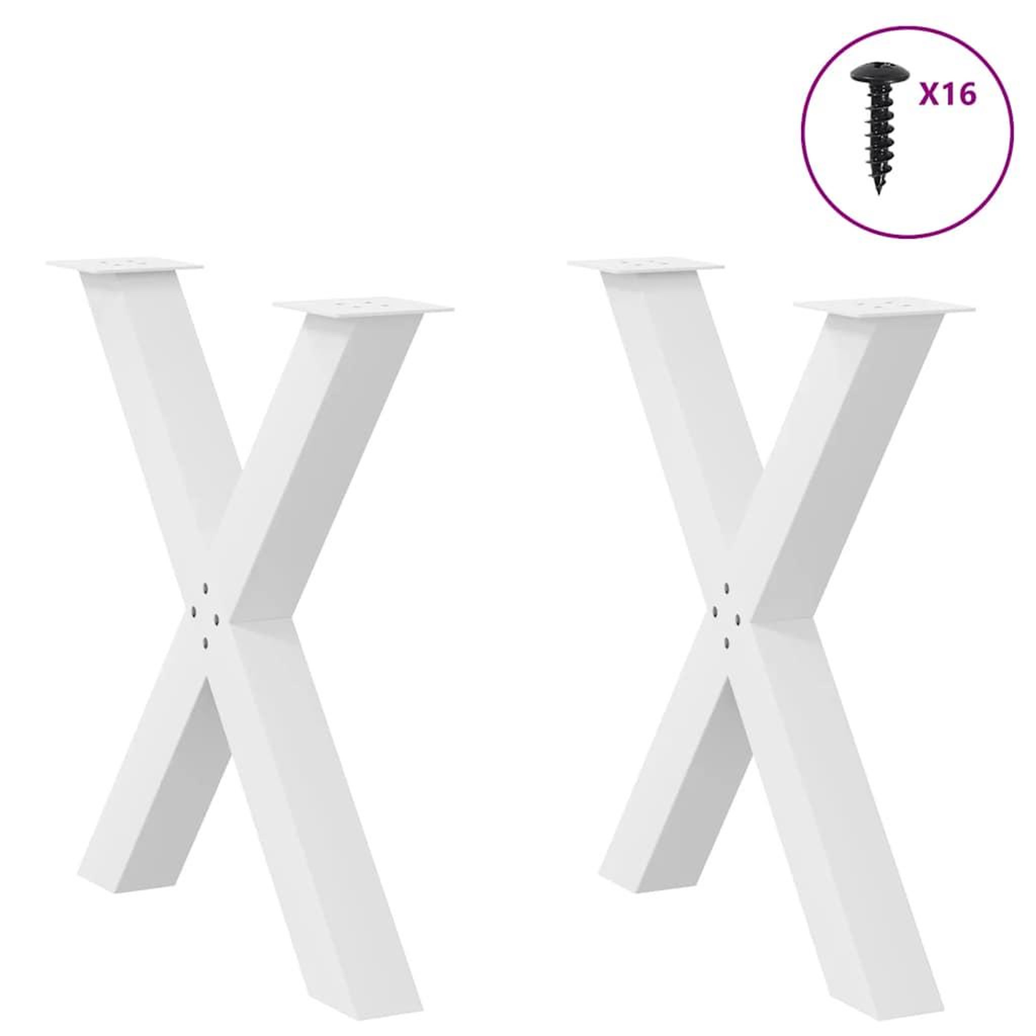Voir la diapositive 3 : VIDAXL Pieds de table a manger forme de X 2 pcs blanc 70x(72-73) cm