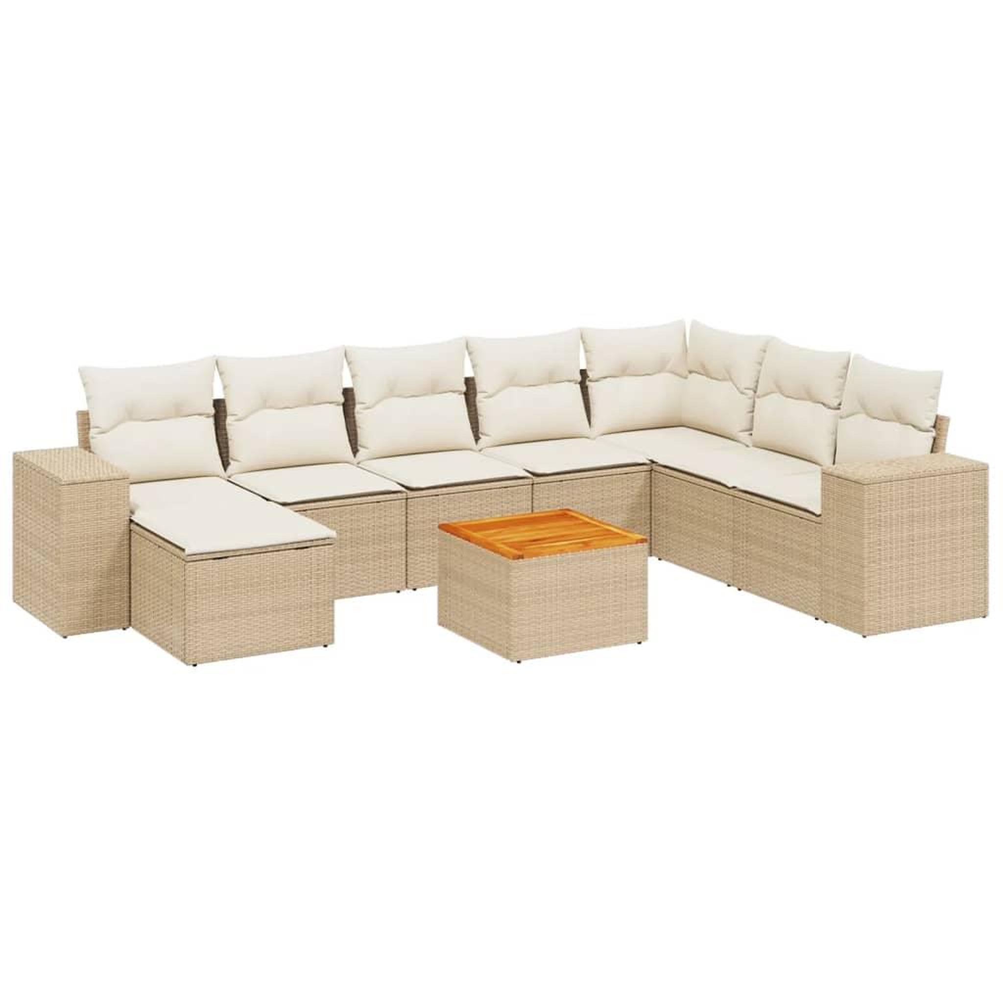 Voir la diapositive 2 : VIDAXL Salon de jardin avec coussins 9 pcs beige resine tressee