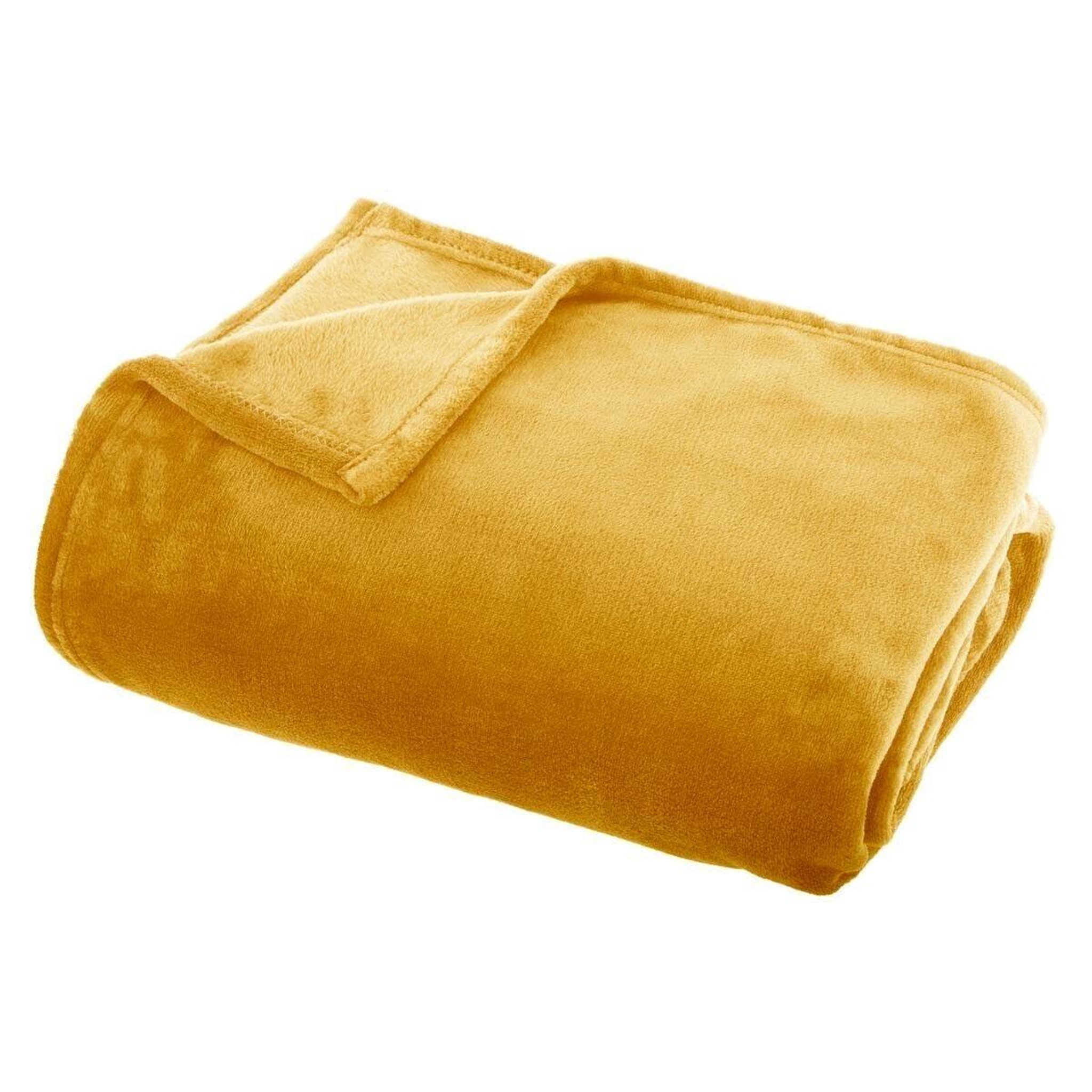 ATMOSPHERA Plaid doux uni  flanel  125x150cm ocre