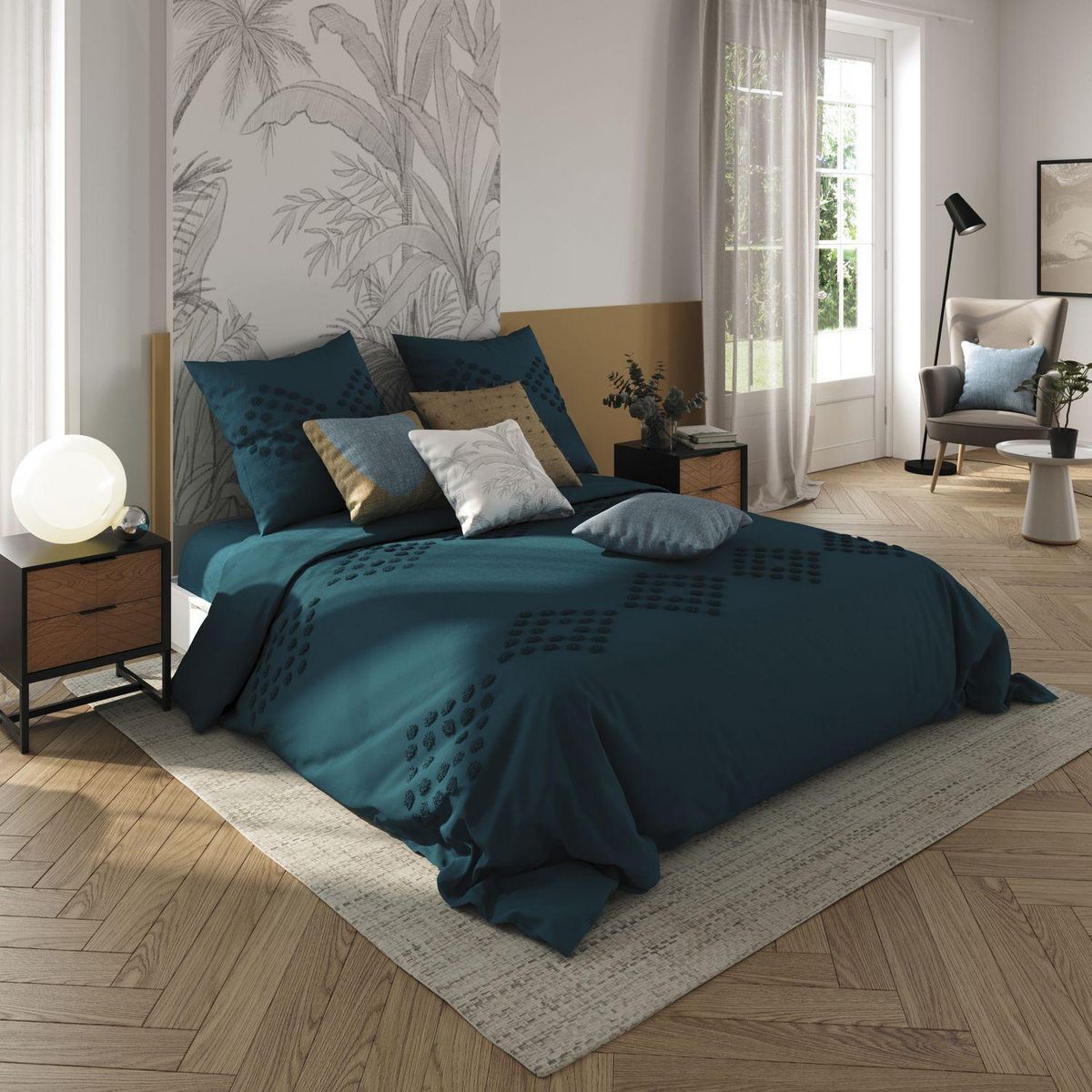 ATMOSPHERA Parure de lit en coton lavé Tuft - 260 x 240 cm