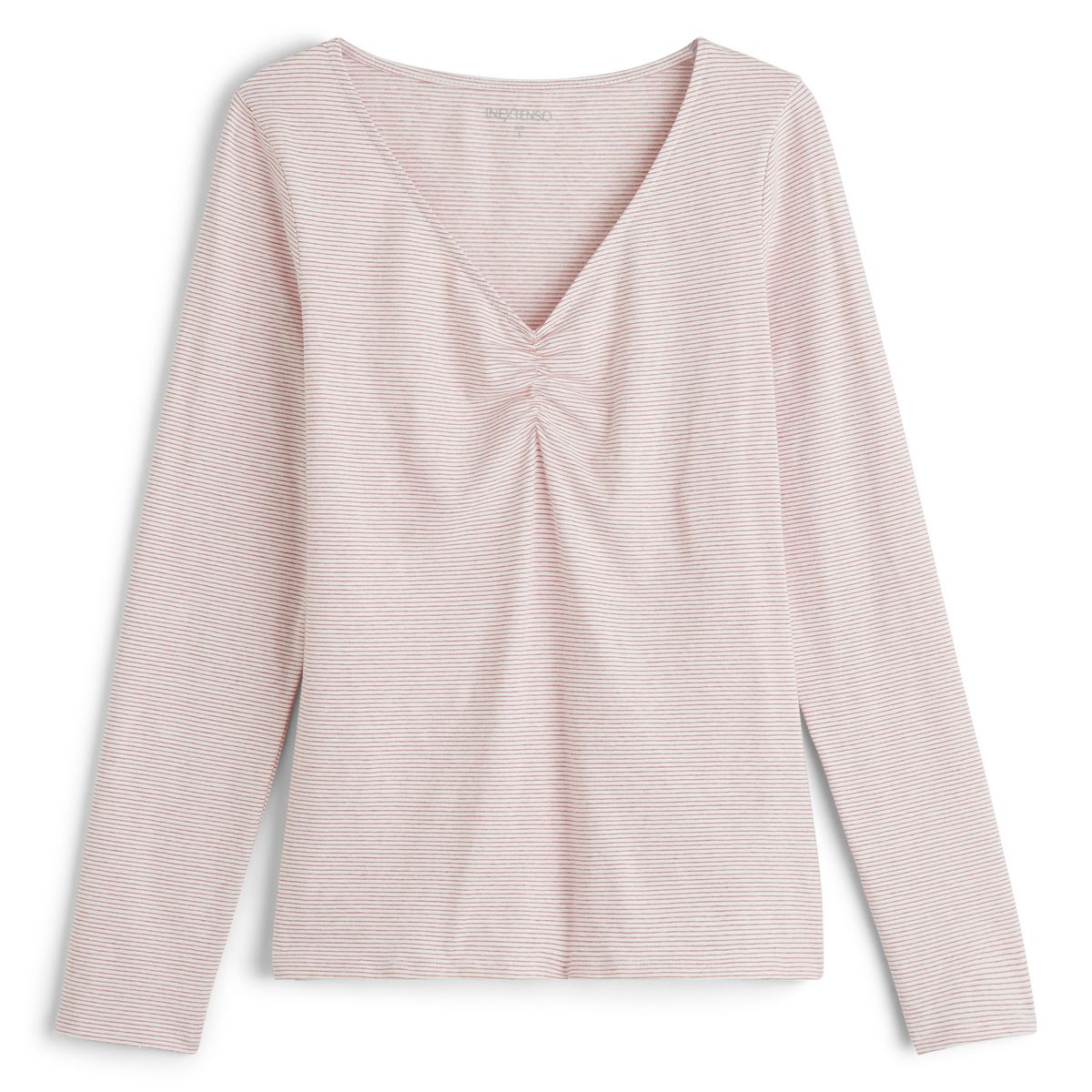 INEXTENSO T-shirt manches longues écru col v femme