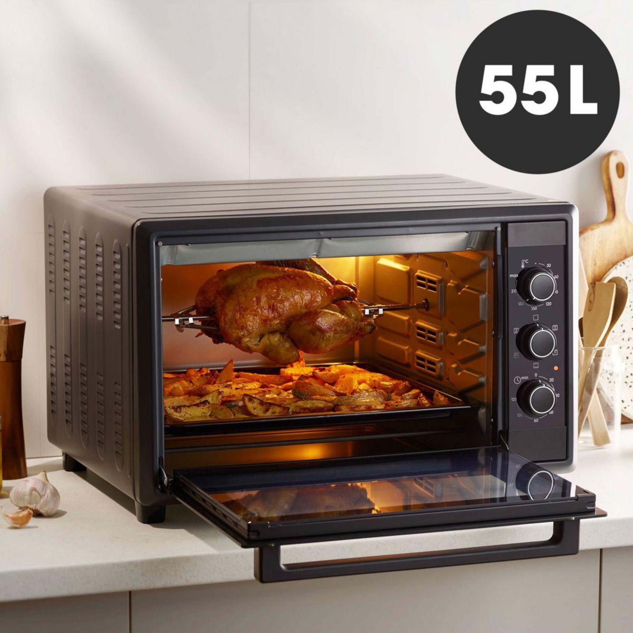Voir la diapositive 5 : LAGRANGE Mini four 719005 chaleur tournante 55L - 240°C - 120 minutes - Noir