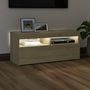 Voir la diapositive 3 : VIDAXL Meuble TV avec lumieres LED chene sonoma 90x35x40 cm