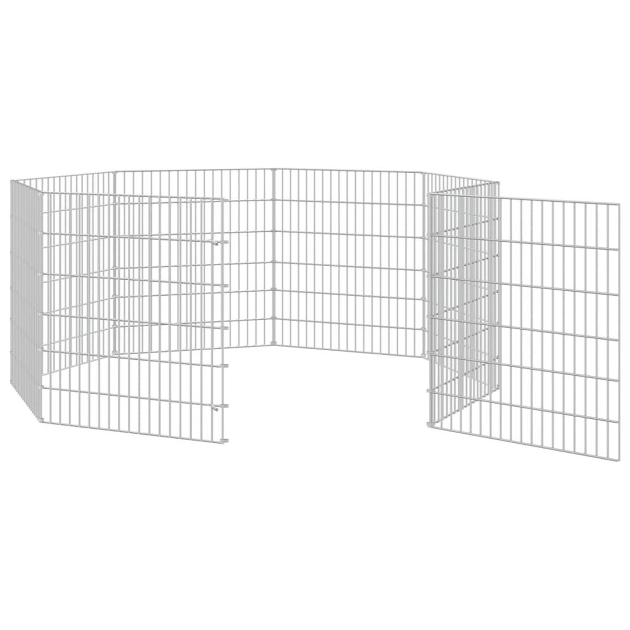 Voir la diapositive 5 : VIDAXL Enclos pour animaux en liberte 8 panneaux 54x60cm fer galvanise