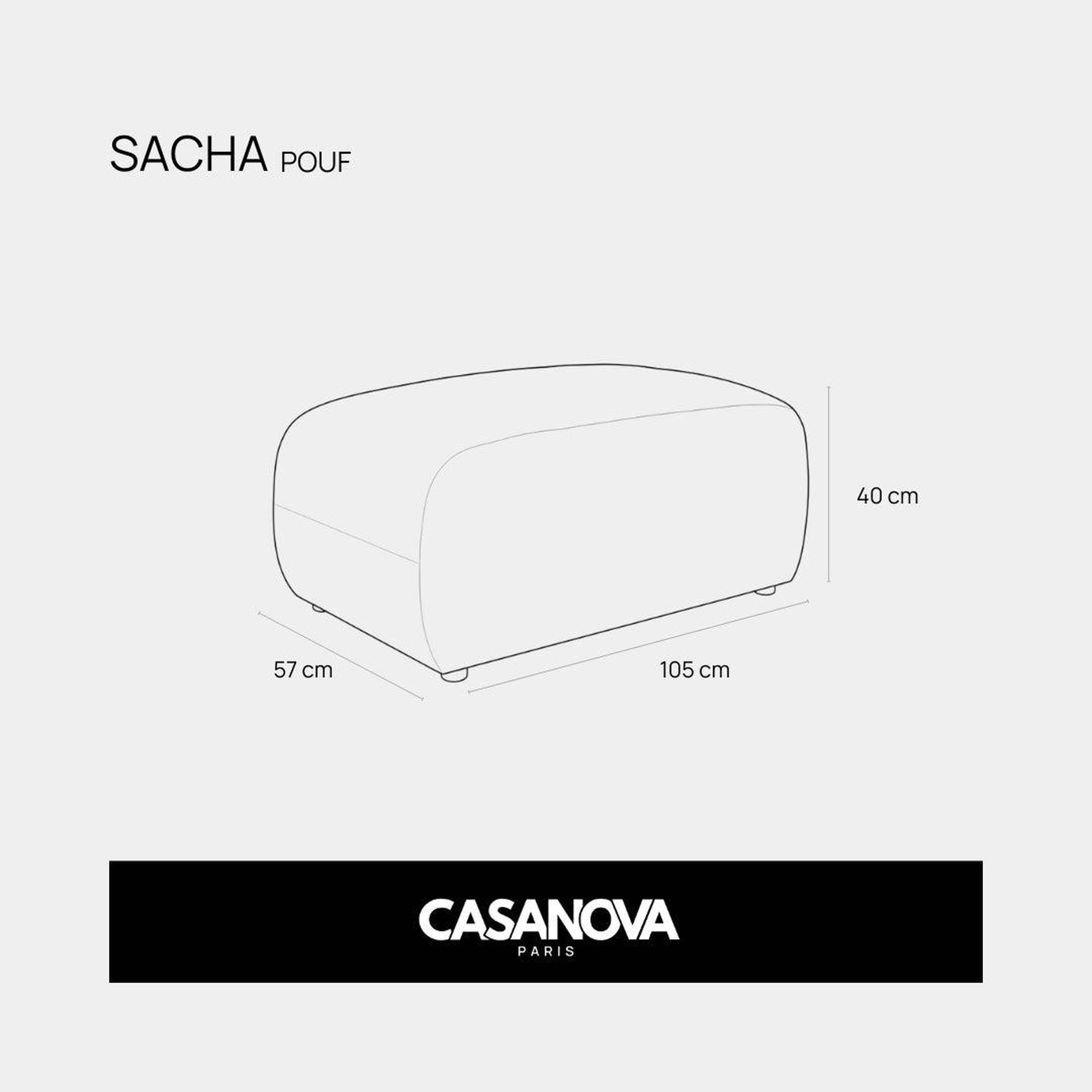 Voir la diapositive 6 : CASANOVA PARIS Sacha - pouf en tissu chiné 105x57x40