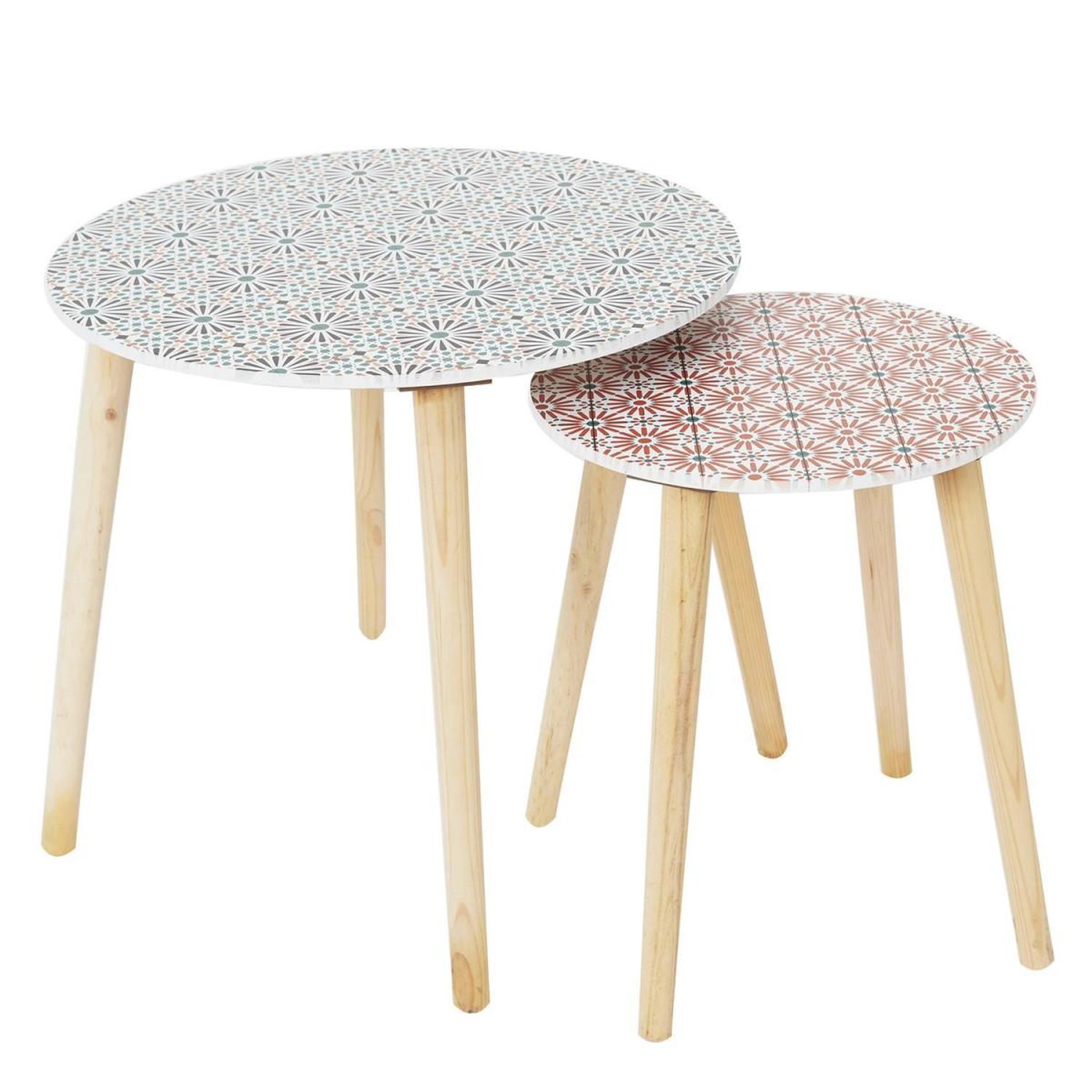 The Home Deco Factory Lot de 2 Tables Gigognes  Patio  48cm Rouge & Noir