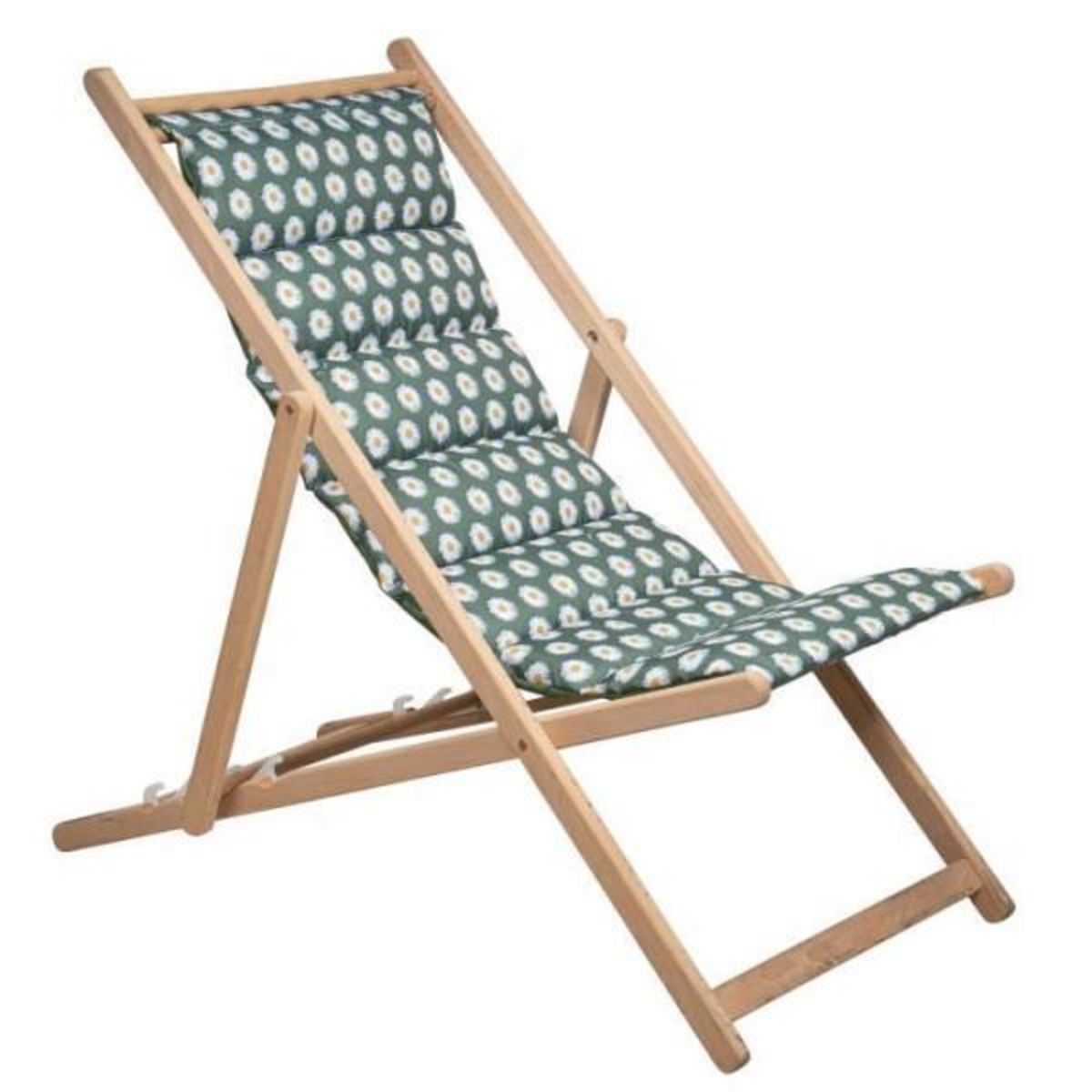 Jardin prive Transat JARDIN PRIVE Chilienne matelassée Prairie structure en bois massif
