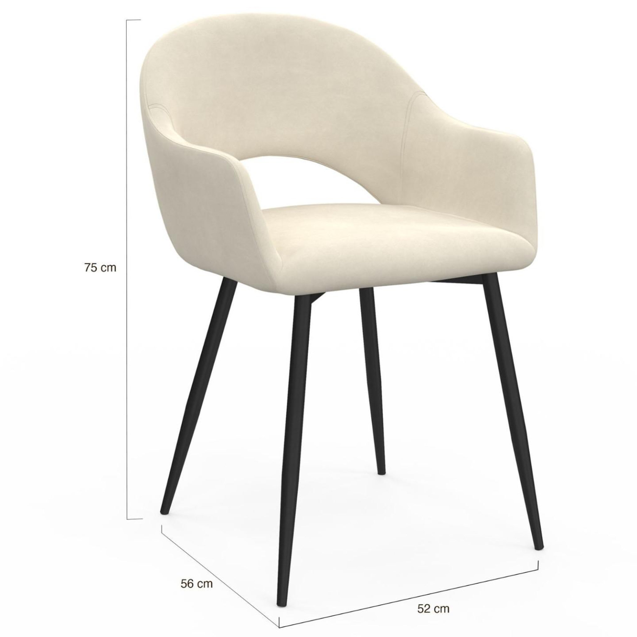Voir la diapositive 5 : ID MARKET Lot de 2 chaises de salle à manger, fauteuils de table clara en velours crème