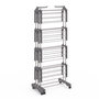 Voir la diapositive 6 : ID MARKET Séchoir à linge vertical pliable et extensible 4 niveaux MAXI capacité 50M inox et gris