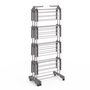 Voir la diapositive 6 : ID MARKET Séchoir à linge vertical pliable et extensible 4 niveaux MAXI capacité 50M inox et gris