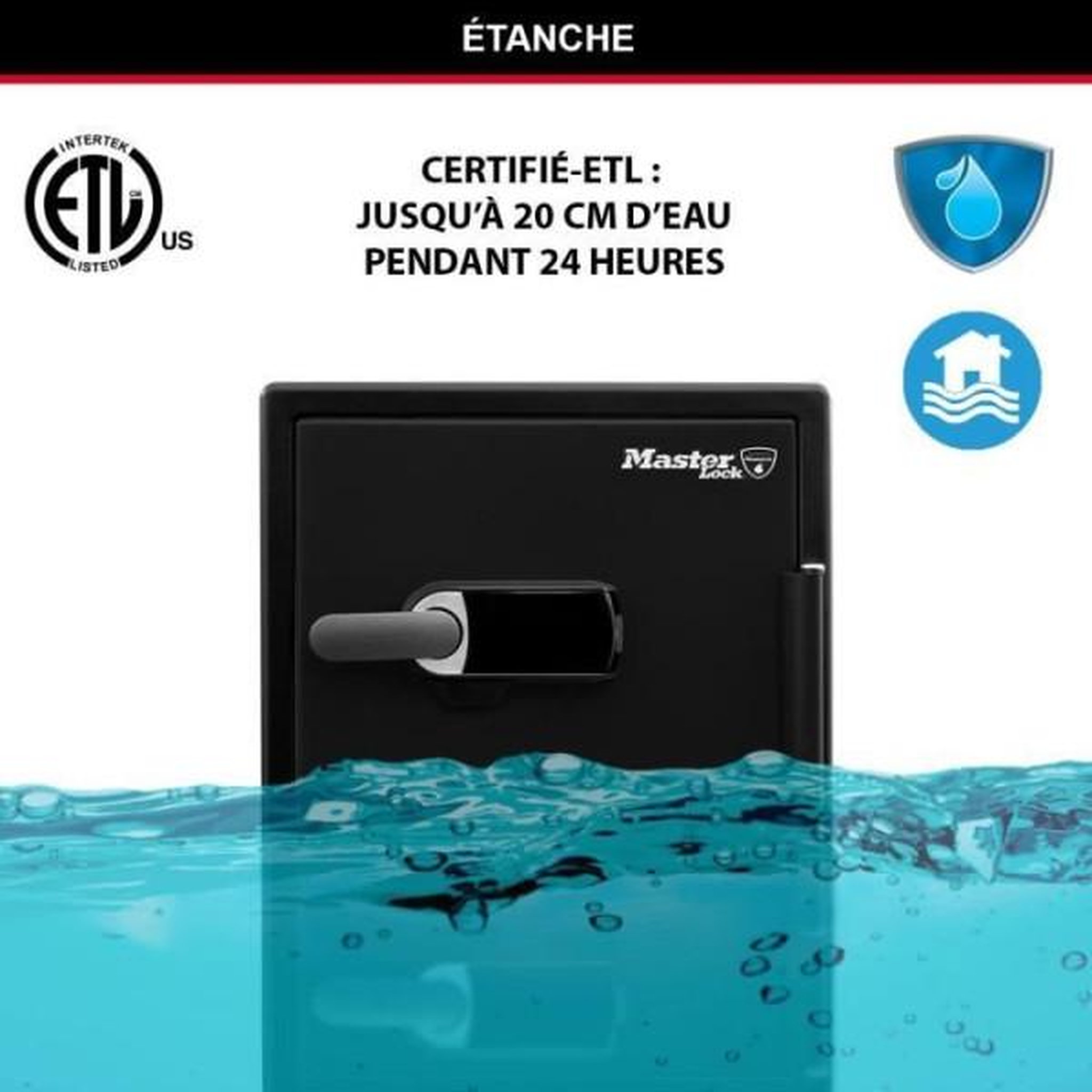 Voir la diapositive 4 : Master lock Master lock coffre-fort ignifugé et résistant a l'eau (code tactile + alarme) 56,5 l
