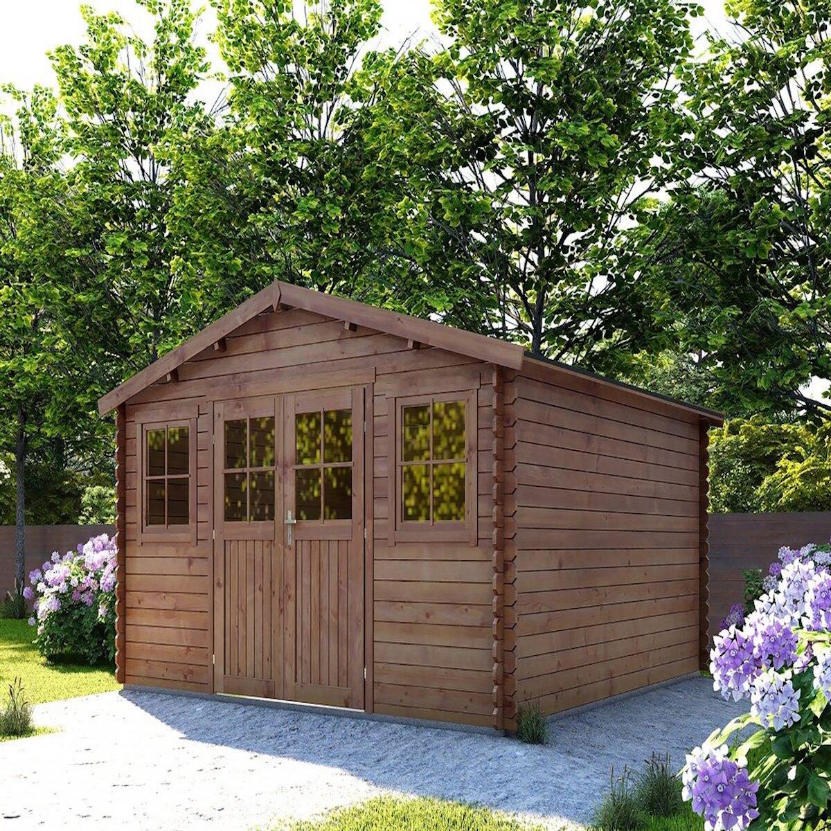 Habitat et Jardin Abri de jardin bois traité autoclave marron  Lormont  - 21,2 m² - 28 mm