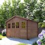 Voir la diapositive 2 : Habitat et Jardin Abri de jardin bois traité autoclave marron  Lormont  - 21,2 m² - 28 mm