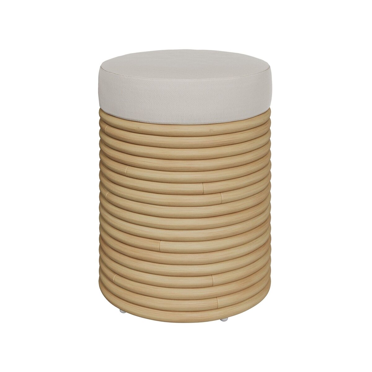 Rendez vous déco Tabouret en rotin et tissu crème H 43 cm-Théa