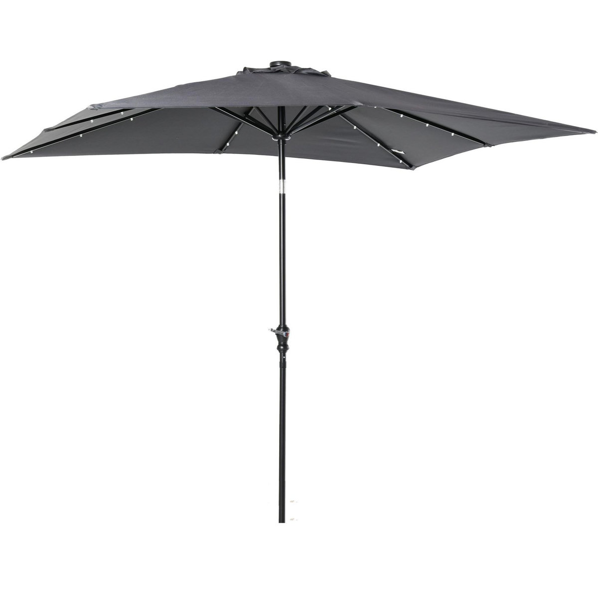 OUTSUNNY Parasol lumineux rectangulaire inclinable dim. 2,68L x 2,05l x 2,48H m parasol LED solaire métal polyester haute densité gris