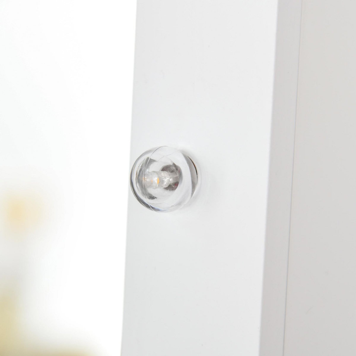 HOMCOM Armoire à bijoux armoire de rangement sur pied boîte à bijoux avec miroir multi-rangement éclairage LED blanc