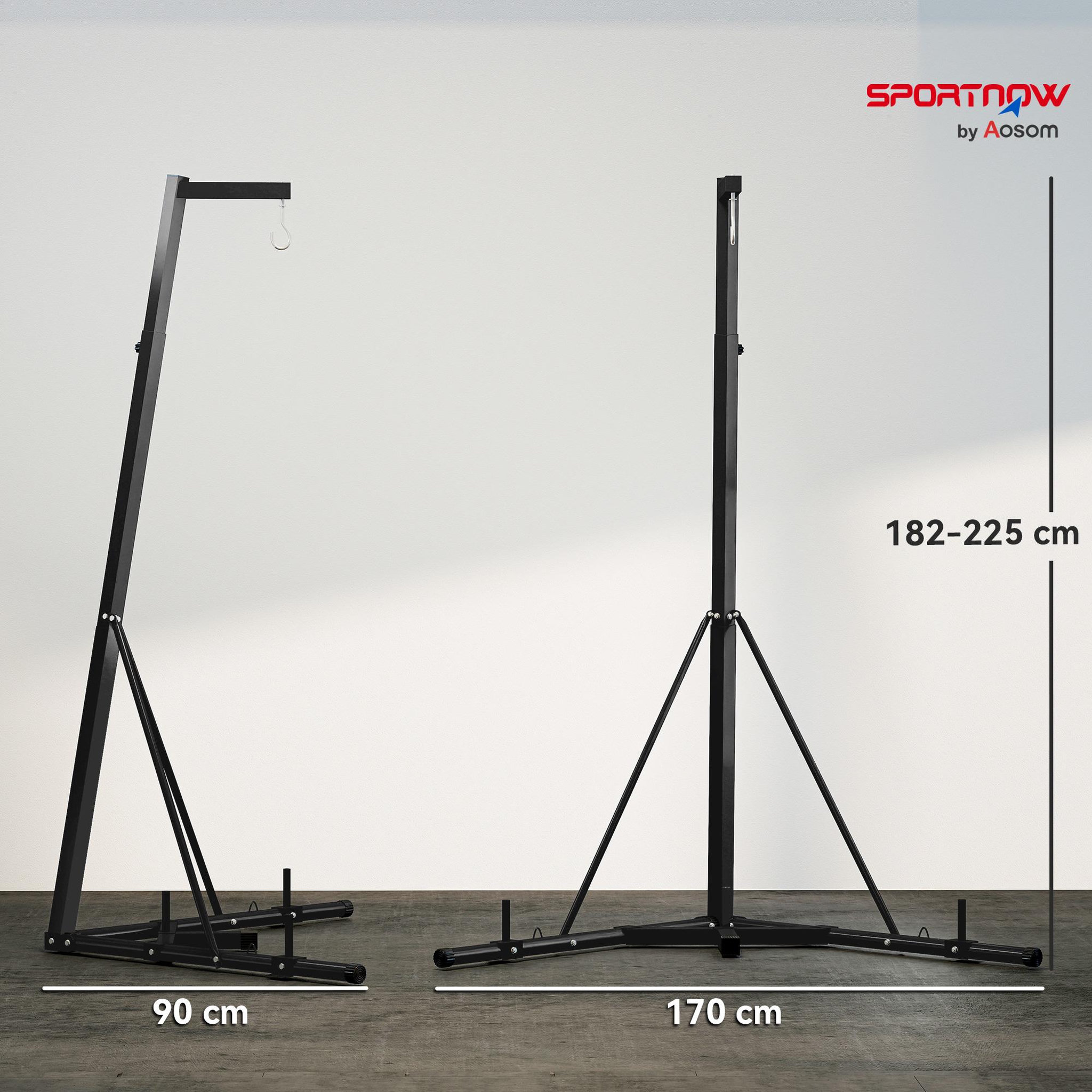 Voir la diapositive 3 : HOMCOM Support sac de frappe sur pied - hauteur réglable, pliable, à lester - charge max. 60 kg - acier noir
