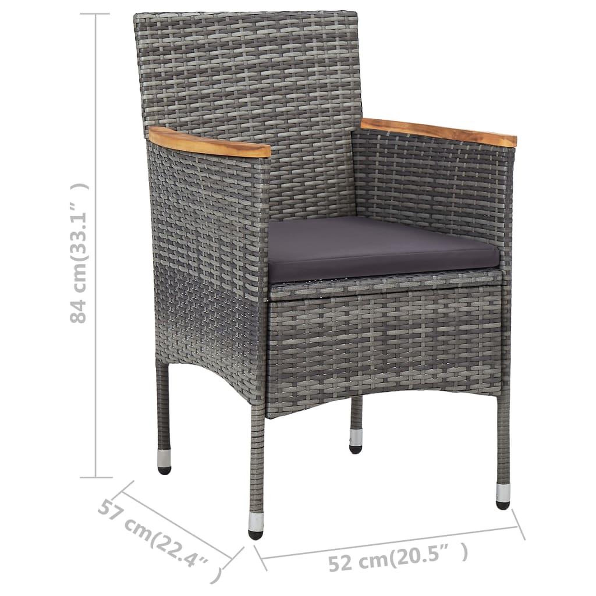 Voir la diapositive 6 : VIDAXL Chaises a manger de jardin lot de 2 Resine tressee Gris