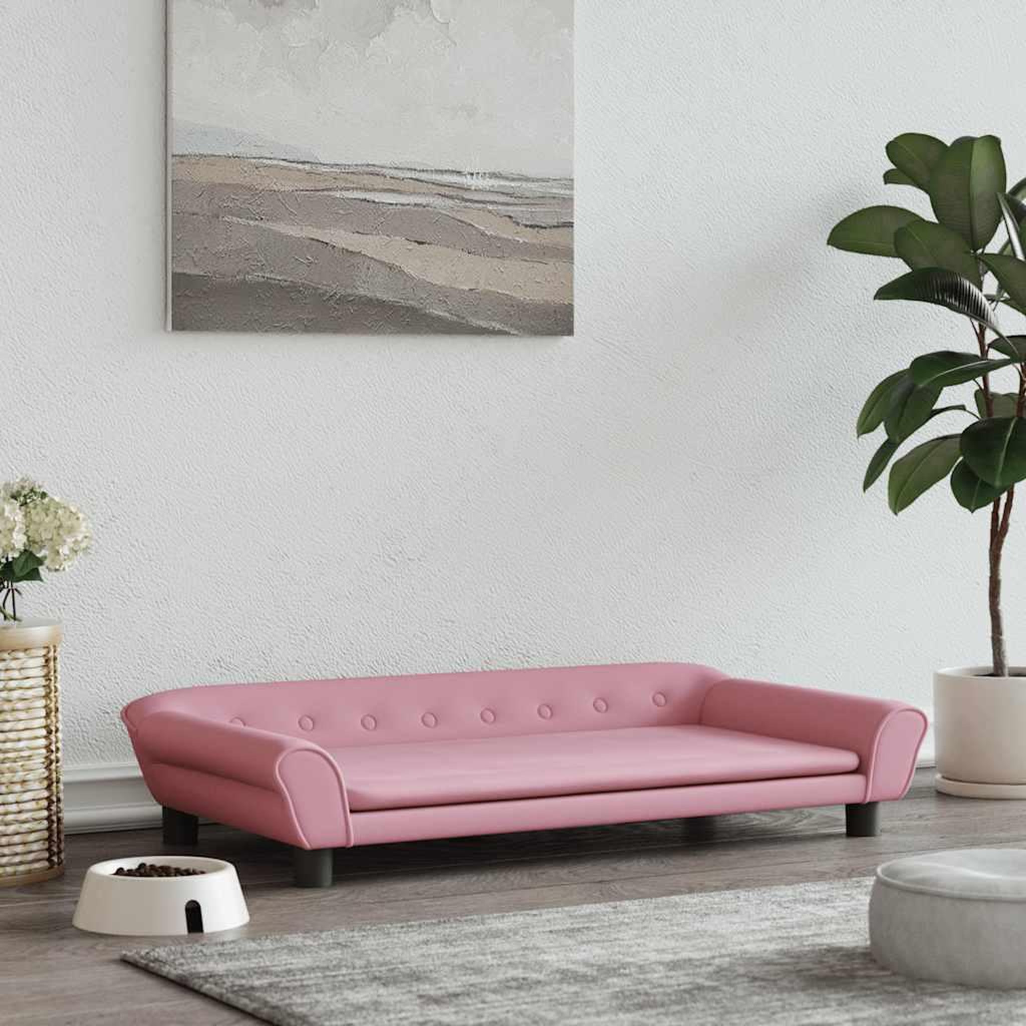 VIDAXL Lit pour chien rose 100x50x21 cm velours