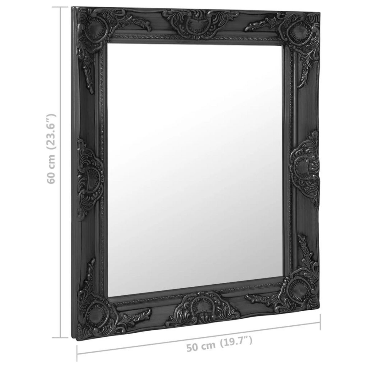 VIDAXL Miroir mural style baroque 50x60 cm noir