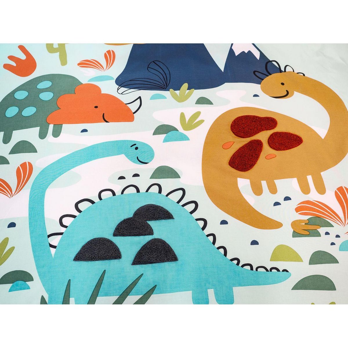 COTE DECO Parure de lit enfant Dinosaures - 100% coton 57 fils/cm² - 140 x 200 cm