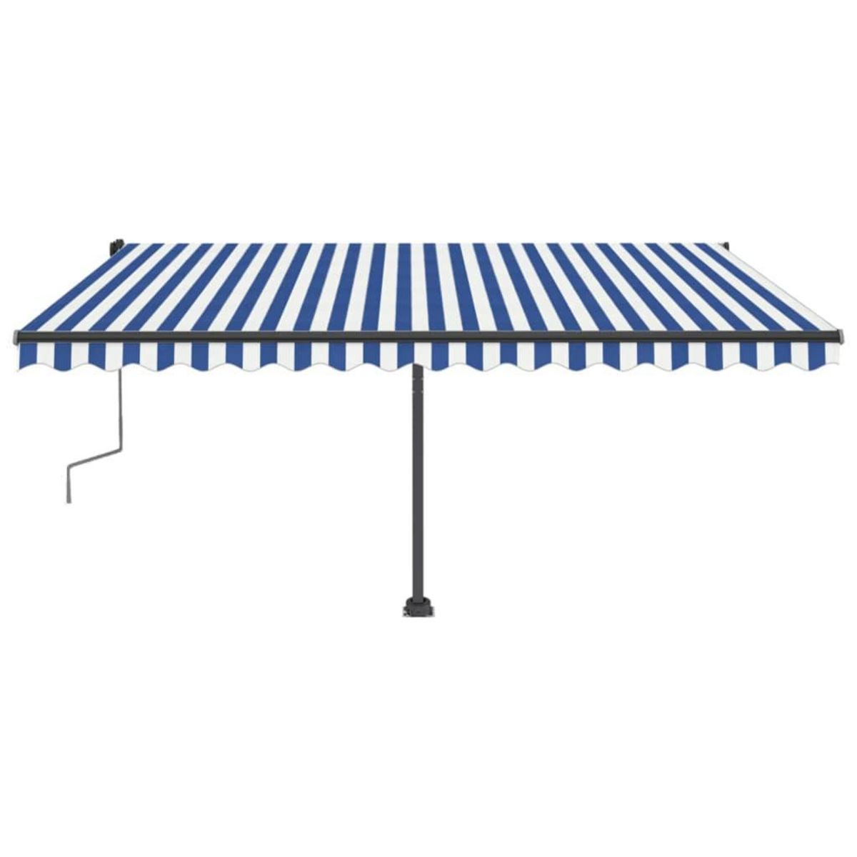 VIDAXL Auvent manuel retractable sur pied 400x300 cm Bleu et blanc