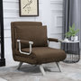Voir la diapositive 2 : HOMCOM Fauteuil chauffeuse canapé-lit convertible 1 place déhoussable grand confort coussin pieds accoudoirs métal suède marron