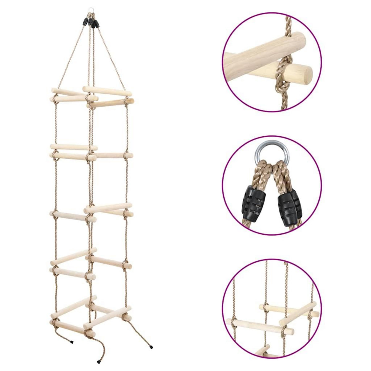 VIDAXL Echelle de corde pour enfants 200 cm Bois