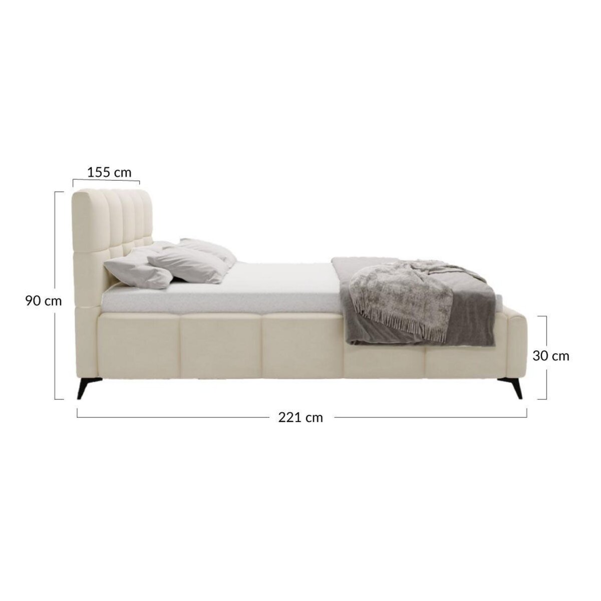 BEST MOBILIER Paulito - lit coffre - 140x200 cm - sommier inclus - en velours