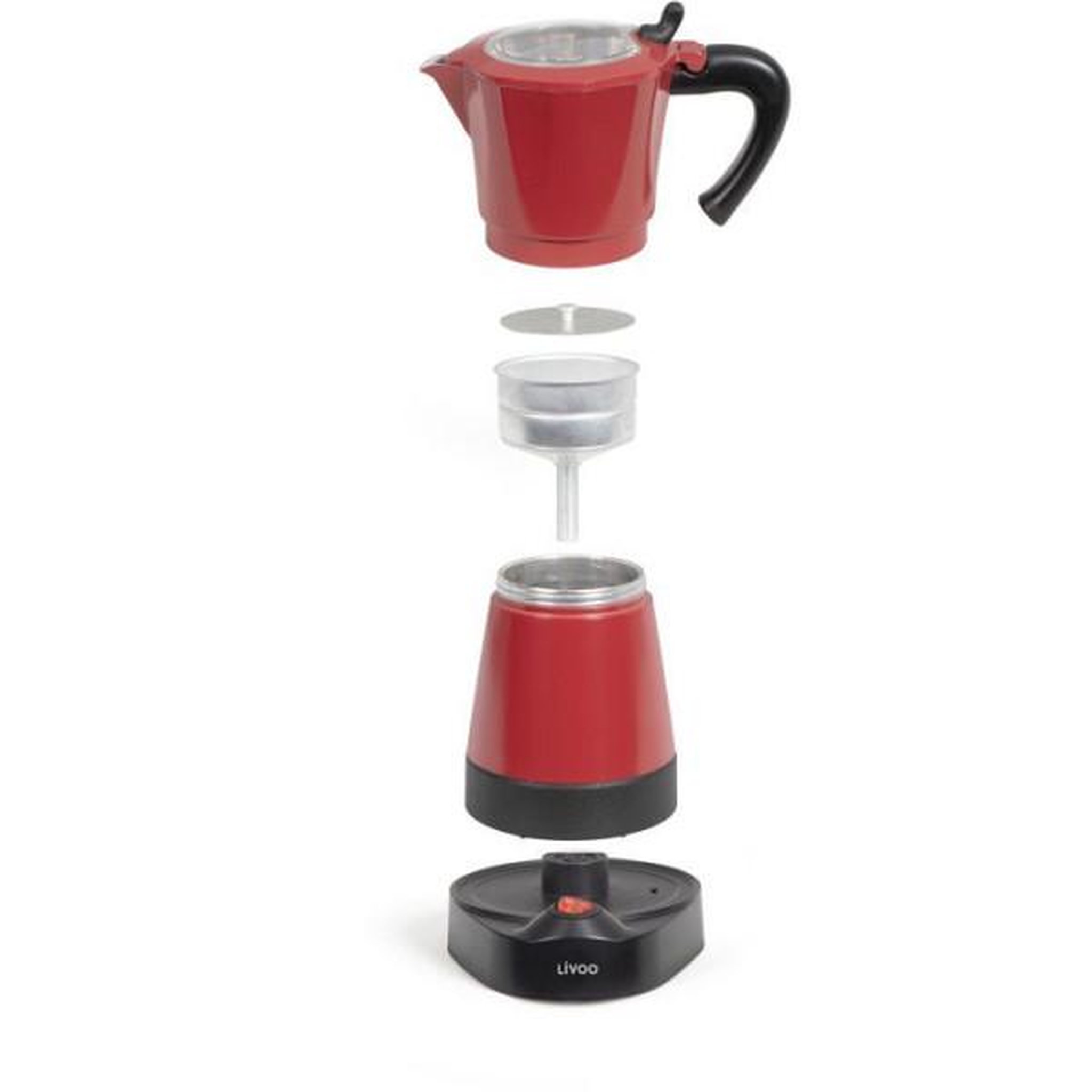 Voir la diapositive 3 : LIVOO Cafetière italienne électrique 6 tasses rouge - dod117rc