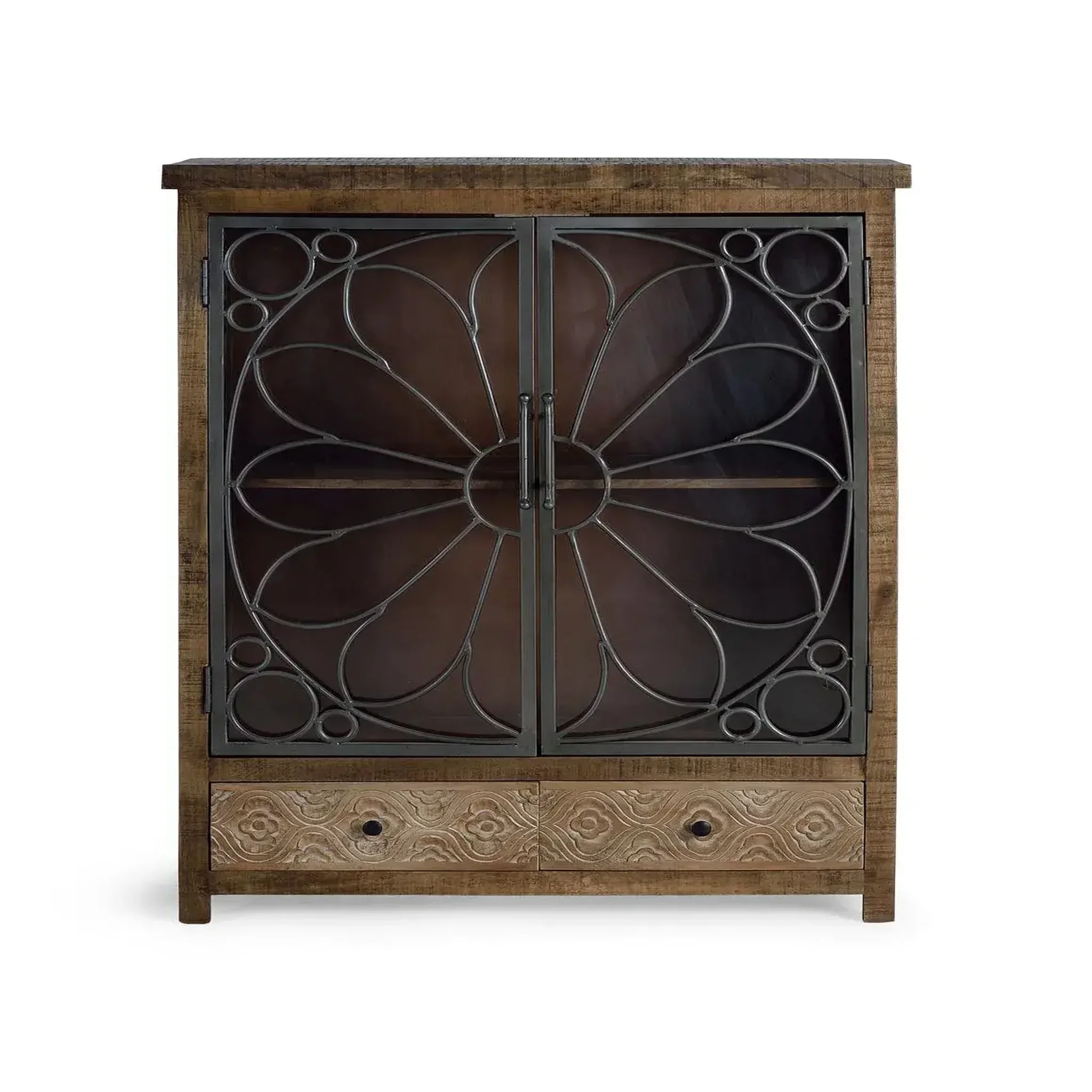 GINER Y COLOMER SL Vitrine en bois de manguier 100 cm style industriel moderne
