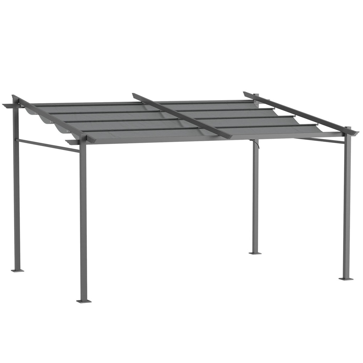 OUTSUNNY Pergola rétractable 3,97L x 2,95l x 2,3H m structure alu. métal époxy polyester gris