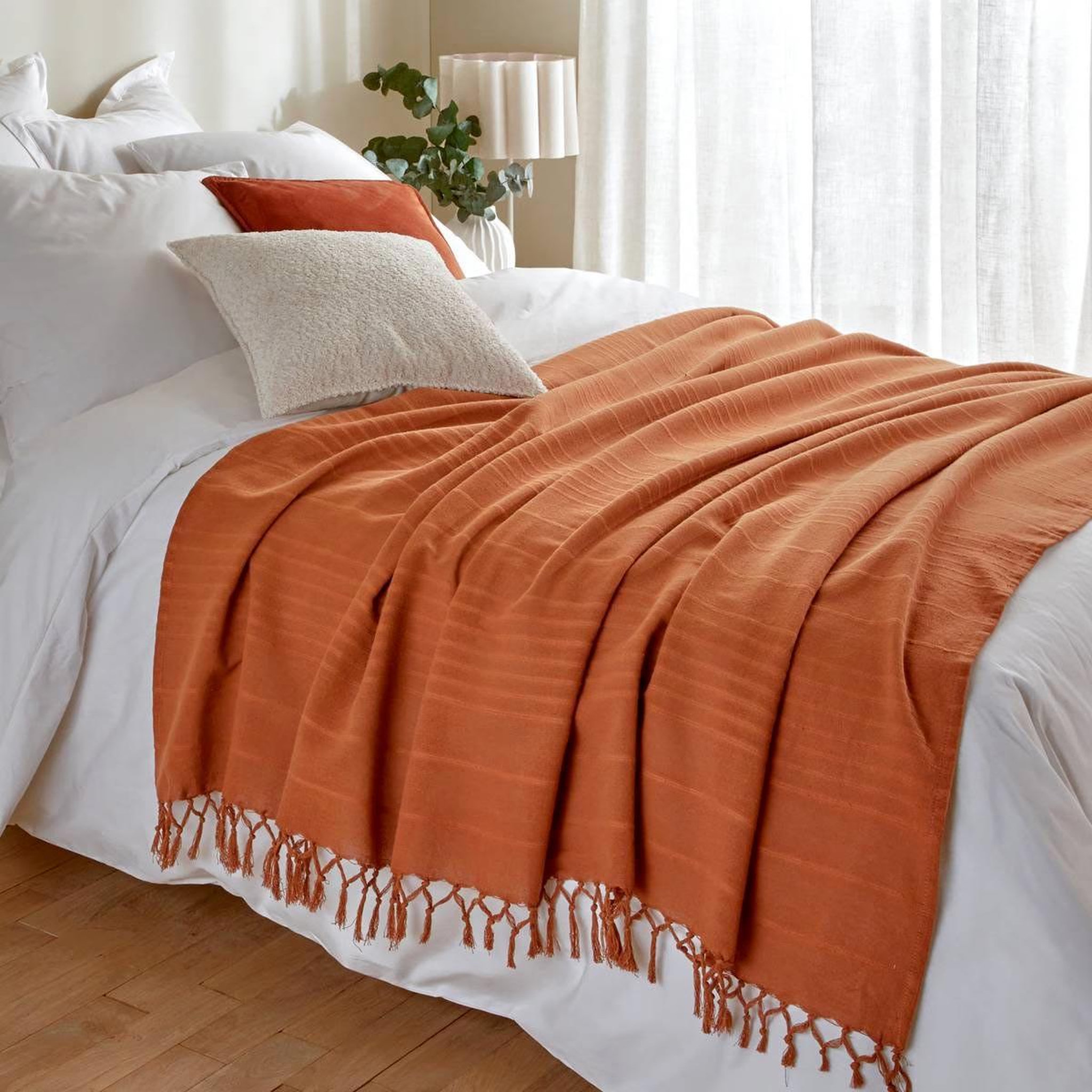 Voir la diapositive 4 : ATMOSPHERA Jeté de lit  anjali  160x220cm terracotta