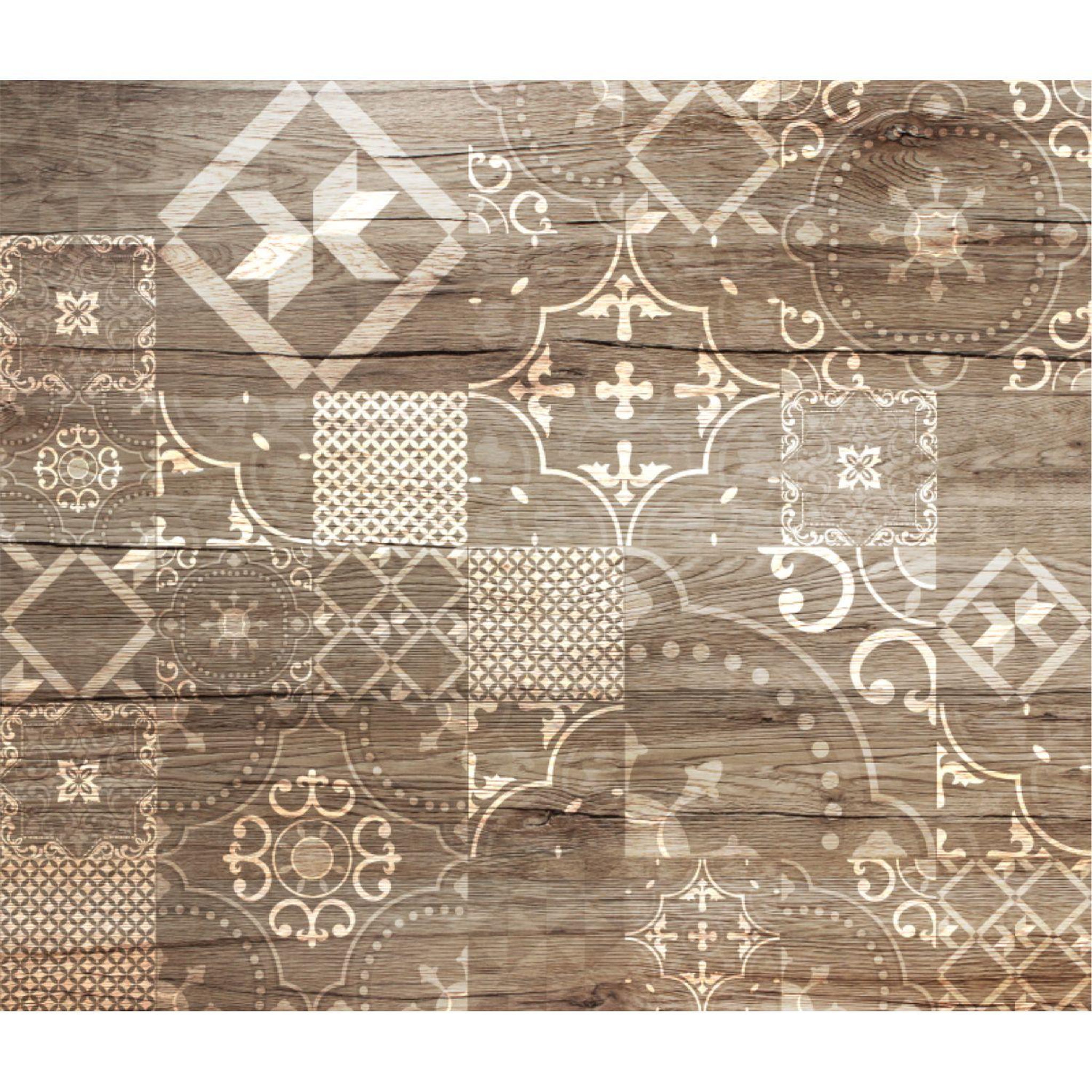 HABITABLE Crédence adhésive en alu imitation bois - l. 20 x l. 20 cm - marron
