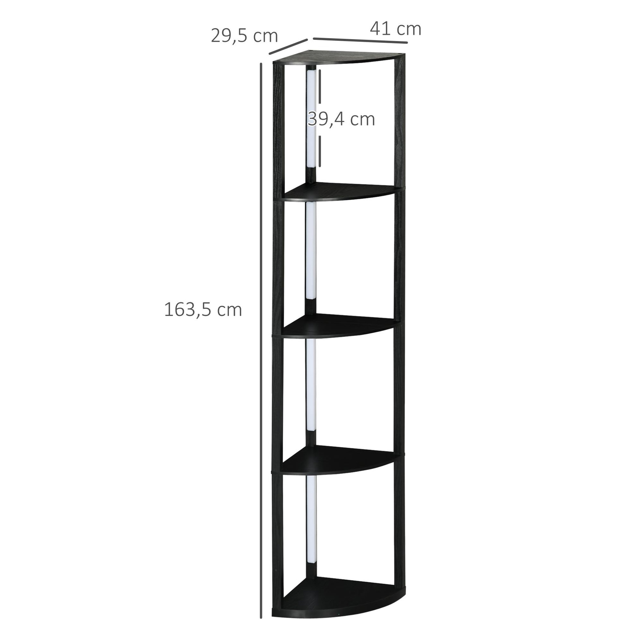 Voir la diapositive 3 : HOMCOM Lampadaire étagère LED d'angle réglable 4 niveaux design noir